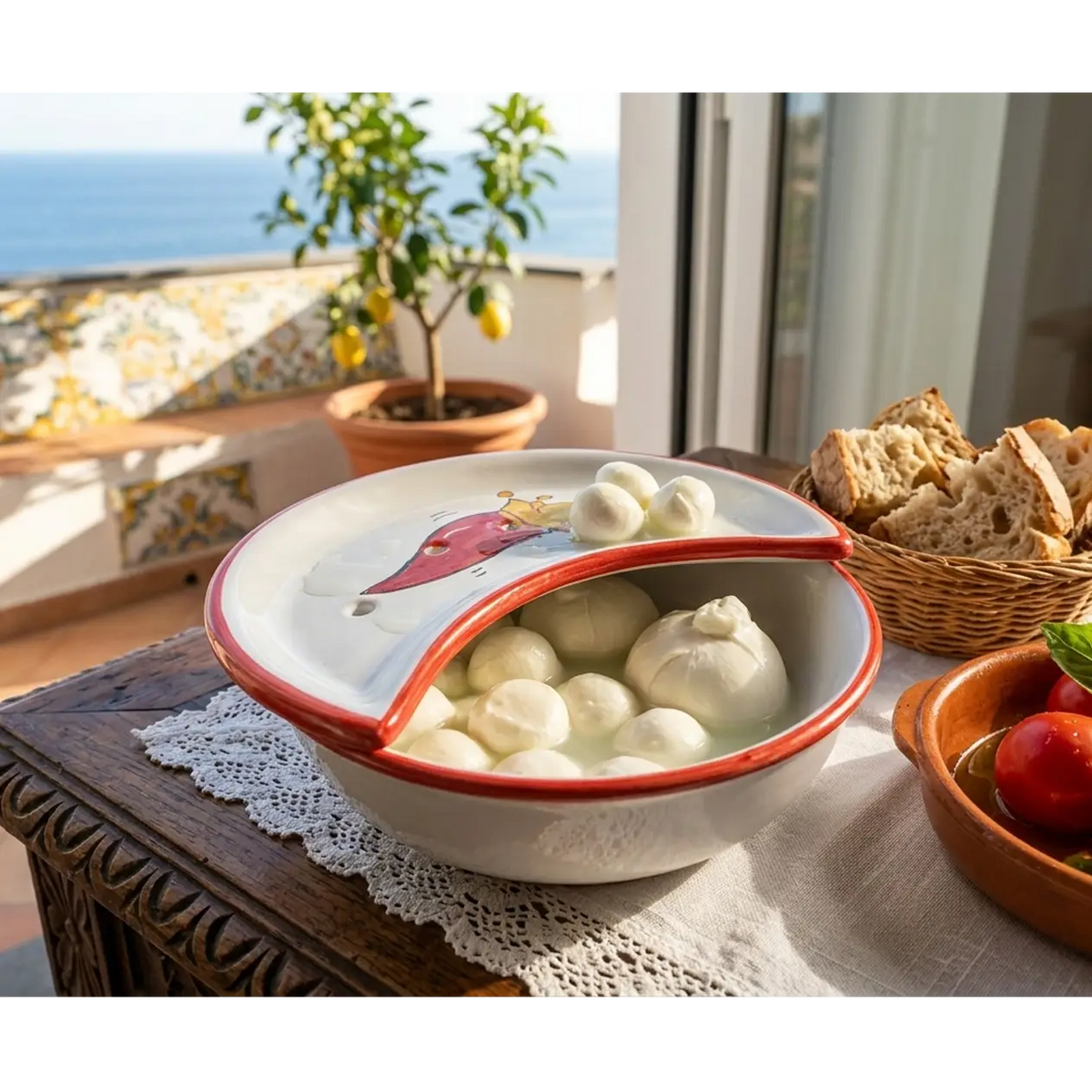 Set Cucina Scaramanzia 3 Pezzi - Ceramica di Vietri - Cornetto Rosso e Oro