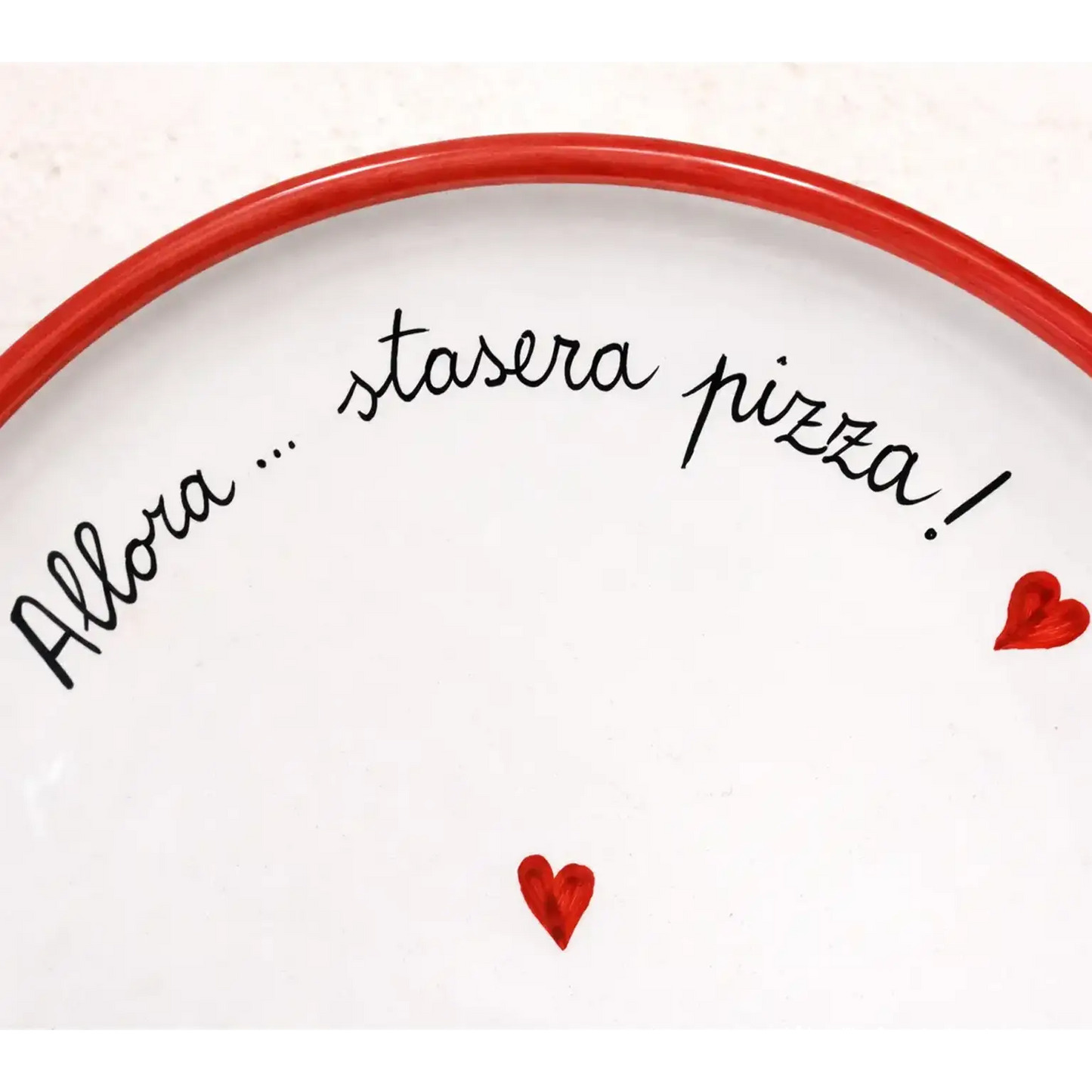 Piatto Pizza Rosso"Allora Stasera Pizza" – Il Richiamo della Fame!