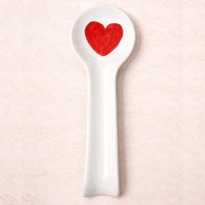 Poggia Mestolo con Cuore Rosso in Ceramica di Vietri - Il Porta Cucchiarella Mamma Art