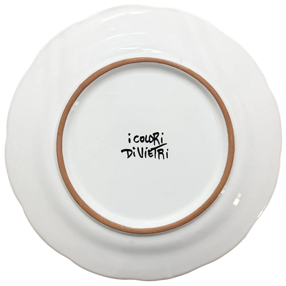 Piatto Piano “Sciò Sciò Ciucciuvè” con Corno Scaramantico in Ceramica Pop di Vietri - Mamma' Art